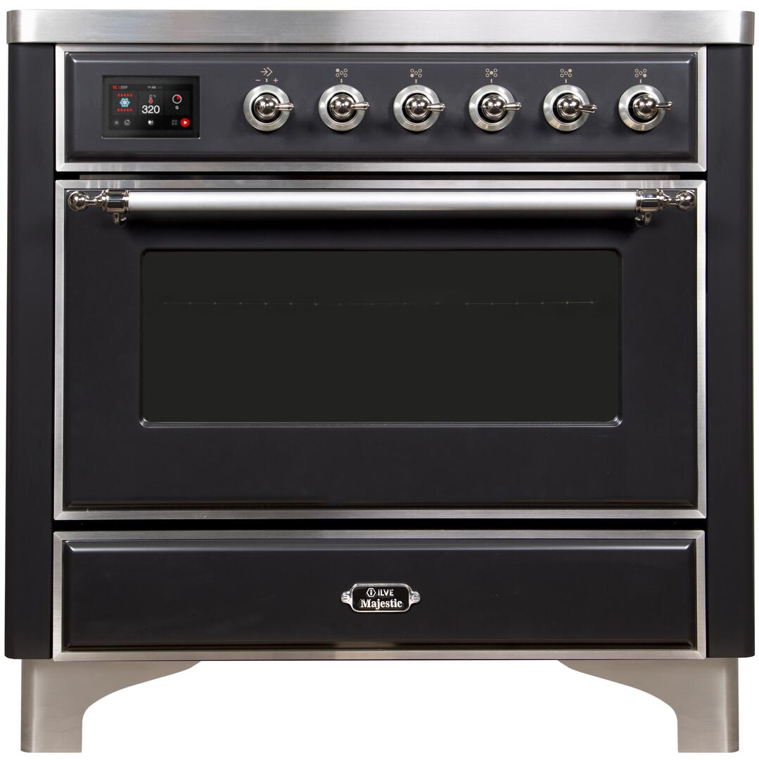 Majestic II 36 Inch Electric Freestanding Range in Matte Graphite with Chrome Trim