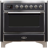 Majestic II 36 Inch Electric Freestanding Range in Matte Graphite with Chrome Trim