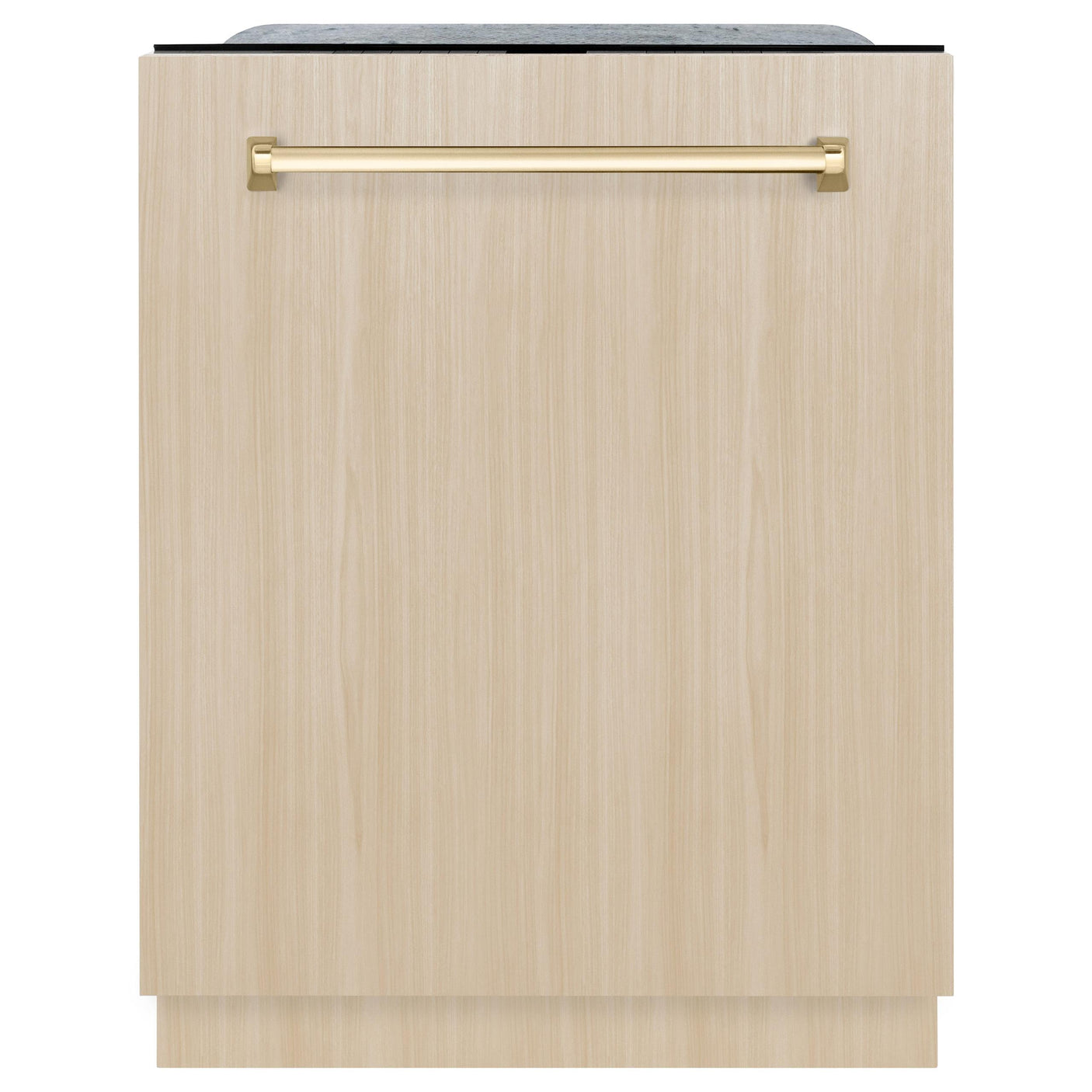 ZLINE Autograph Edition 24" Monument Series 3rd Rack Top Touch Control Tall Tub Dishwasher in Custom Panel Ready with Polished Gold Handle, 45dBa (DWMTZ-24-G)