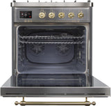 Majestic II 30 Inch Dual Fuel Natural Gas Freestanding Range in Stainless Steel with Brass Trim