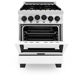 ZLINE Autograph Edition 24" 2.8 cu. ft. Range with Gas Stove and Gas Oven in Stainless Steel with White Matte Door and Matte Black Accents (RGZ-WM-24) [Color: Champagne Bronze]