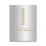 ZLINE 60" Autograph Edition 32.2 cu. ft. Built-in 4-Door French Door Refrigerator with Internal Water and Ice Dispenser in Stainless Steel with Champagne Bronze Accents (RBIVZ-304-60-CB)