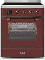 Majestic II 30 Inch Electric Freestanding Range in Burgundy with Bronze Trim