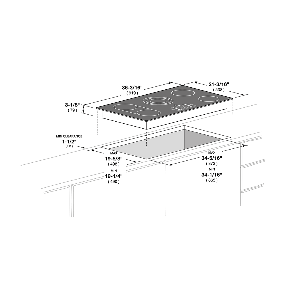 36" RADIANT COOKTOP WITH BRUSHED ALUMINUM TRIM