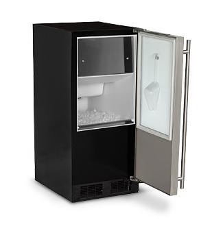 15" Clear Ice Machine - No Factory-Installed Drain Pump - Solid Black Door - Right Hinge