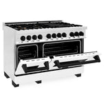 ZLINE Autograph Edition 48" 6.0 cu. ft. Dual Fuel Range with Gas Stove and Electric Oven in Stainless Steel with White Matte Door with Accents (RAZ-WM-48) [Color: Matte Black]