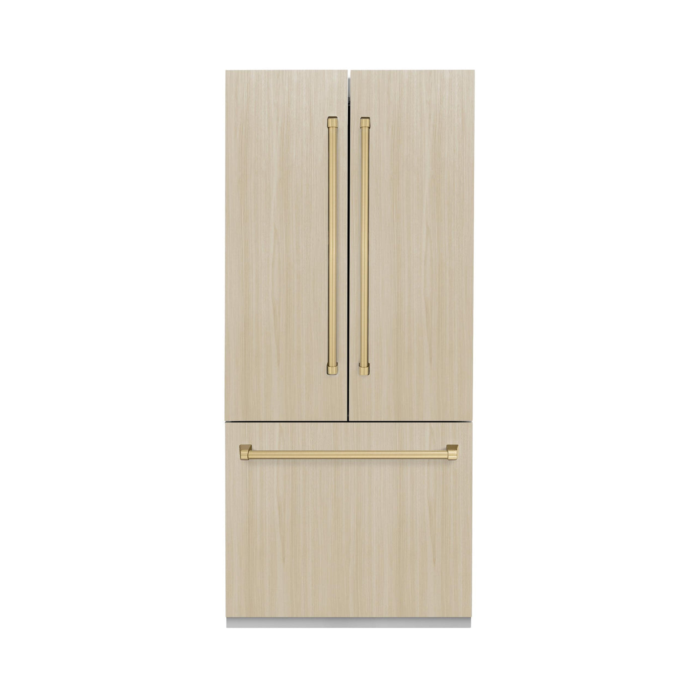 ZLINE Autograph Edition 36 in. 19.6 cu. ft. Panel Ready Built-in 3-Door French Door Refrigerator with Internal Water and Ice Dispenser with Champagne Bronze Handles (RBIVZ-36-CB)