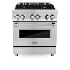 ZLINE 30 in. Dual Fuel Range with Gas Stove and Electric Oven in Stainless Steel (RA30) [Color: Stainless Steel With Brass Burners]