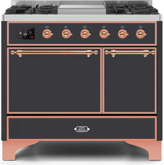 Majestic II 40 Inch Dual Fuel Natural Gas Freestanding Range in Matte Graphite with Copper Trim