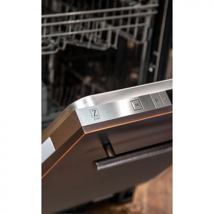 ZLINE 24 in. Top Control Dishwasher with Stainless Steel Tub and Modern Style Handle, 52dBa (DW-24) [Color: Oil Rubbed Bronze]