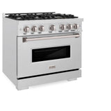 ZLINE 36 in. 5.2 cu. ft. Classic Gas Range with 6 Burner Cooktop and Convection Gas Oven in DuraSnow' Stainless Steel (CGRS-36)