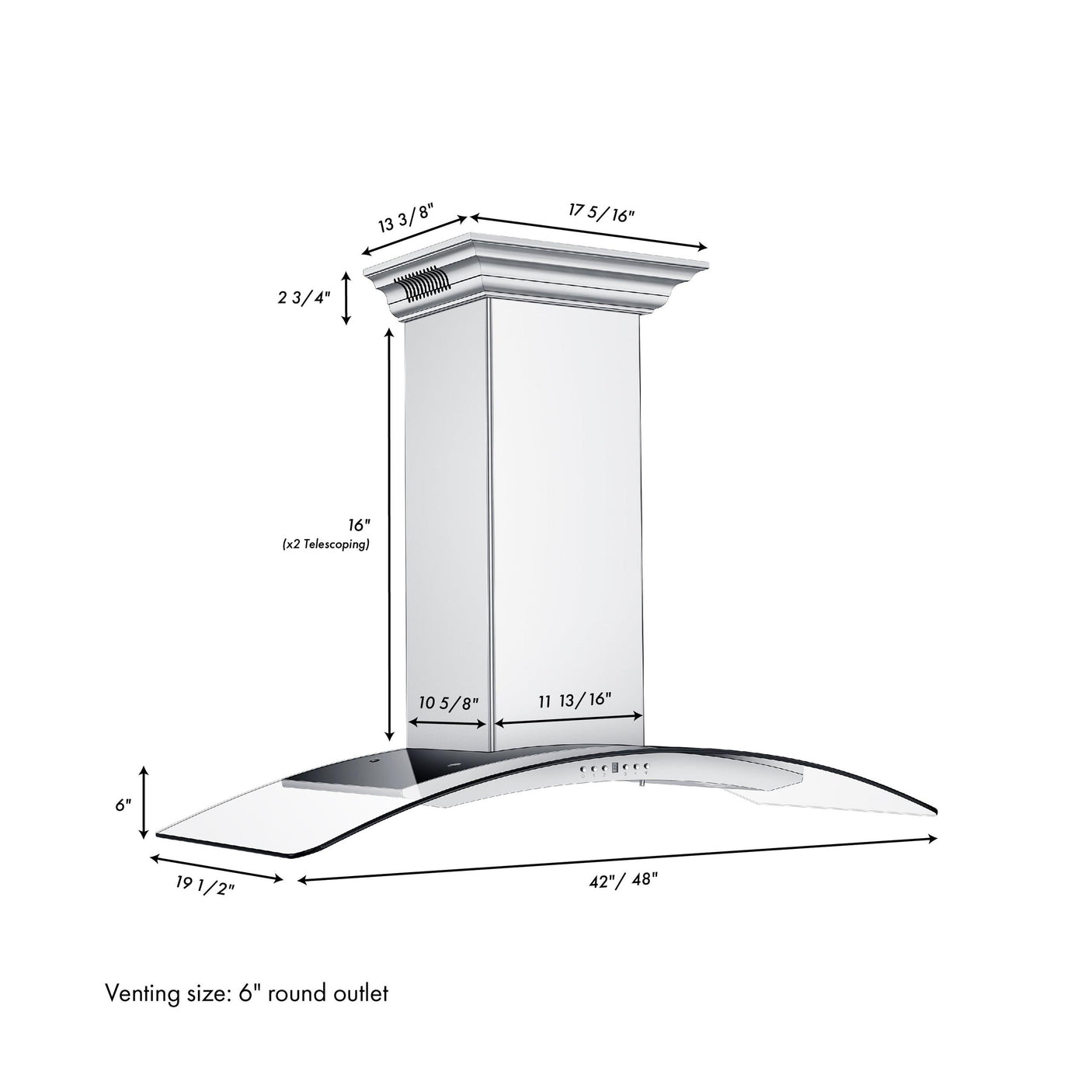 ZLINE Ducted Vent Wall Mount Range Hood in Stainless Steel with Built-in ZLINE CrownSound Bluetooth Speakers (KN4CRN-BT)