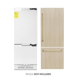 ZLINE Autograph Edition 30 in. 16.1 cu. ft. Panel Ready Built-in 2-Door Bottom Freezer Refrigerator with Internal Water and Ice Dispenser with Polished Gold Handles (RBIVZ-30-G)