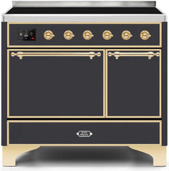 Majestic II 40 Inch Electric Freestanding Range in Matte Graphite with Brass Trim