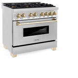 ZLINE Autograph Edition 36" 4.6 cu. ft. Dual Fuel Range with Gas Stove and Electric Oven in Stainless Steel with Accents (RAZ-36) [Color: Gold]