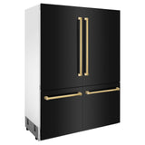 ZLINE 60" Autograph Edition 32.2 cu. ft. Built-in 4-Door French Door Refrigerator with Internal Water and Ice Dispenser in Black Stainless Steel with Polished Gold Accents (RBIVZ-BS-60-G)