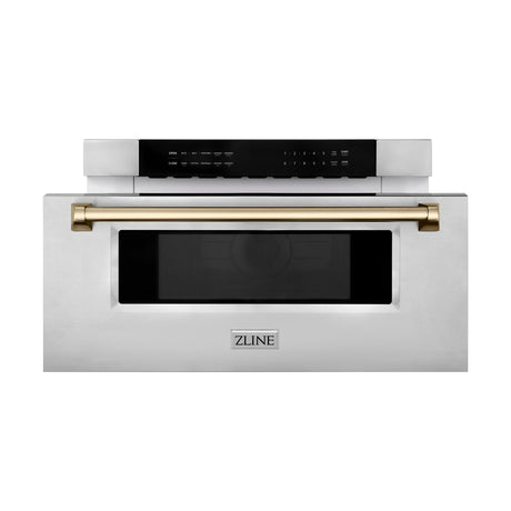 ZLINE Autograph Edition 30" 1.2 cu. ft. Built-In Microwave Drawer in Stainless Steel with Accents (MWDZ-30) [Color: Champagne Bronze]