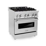 ZLINE 30 in. Dual Fuel Range with Gas Stove and Electric Oven in Stainless Steel (RA30) [Color: Stainless Steel With Brass Burners]