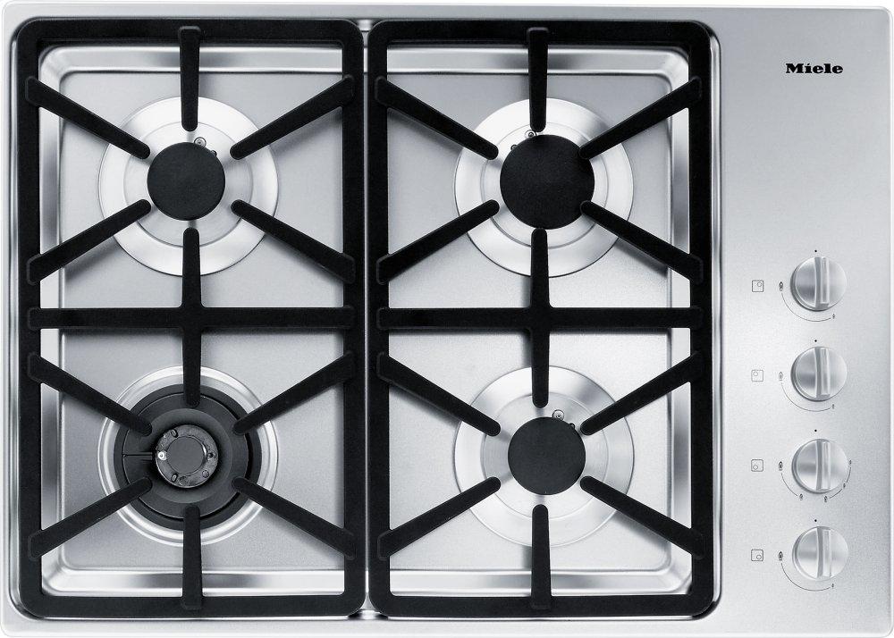 KM 3464 G - 30-inch gas cooktop with a dual wok burner for particularly wide ranging burner capacity.