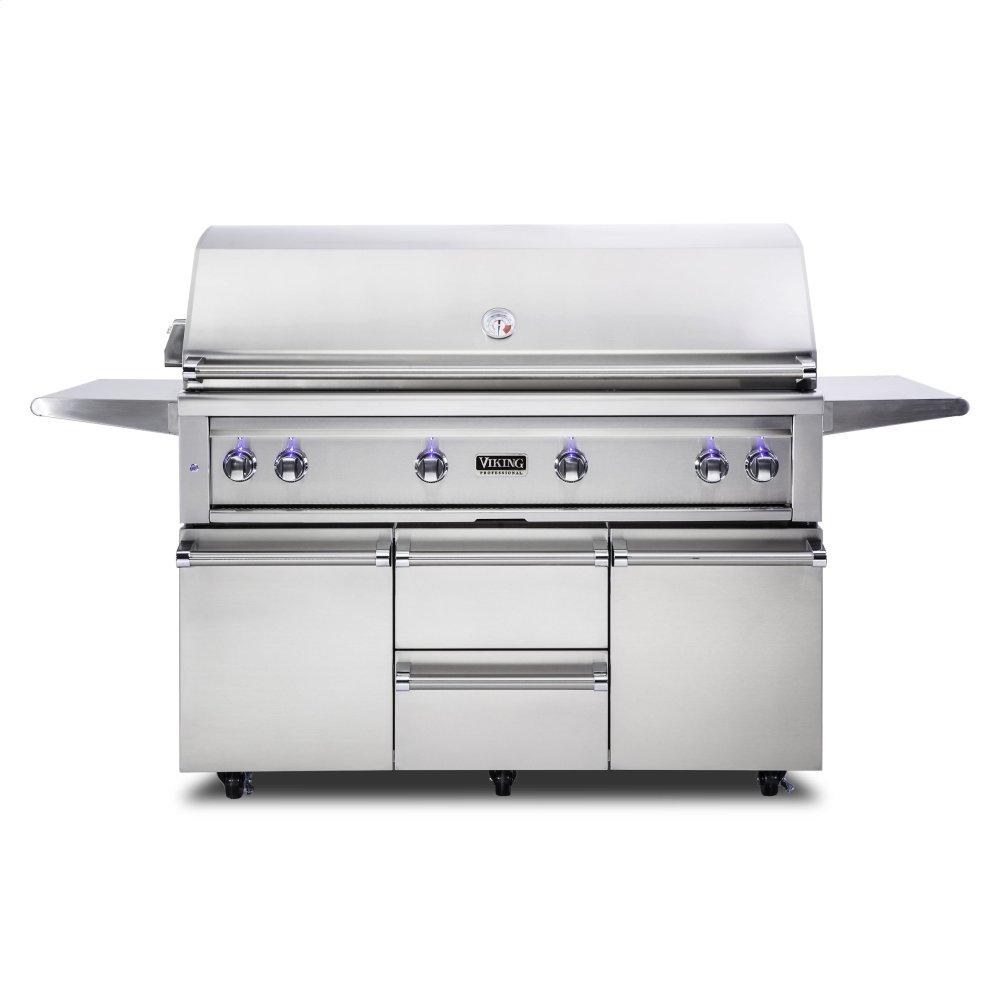 54"W. Freestanding Grill with ProSear Burner and Rotisserie, Propane Gas