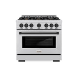 ZLINE Autograph Edition 36 in. 5.2 cu. ft. Select Dual Fuel Range with 6 Burner Gas Cooktop and Electric Convection Oven in Stainless Steel with Matte Black Accents (HDRZ-36-MB)