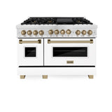 ZLINE Autograph Edition 48" 6.0 cu. ft. Range with Gas Stove and Gas Oven in DuraSnow Stainless Steel with White Matte Door (RGSZ-WM-48) [Color: Champagne Bronze]