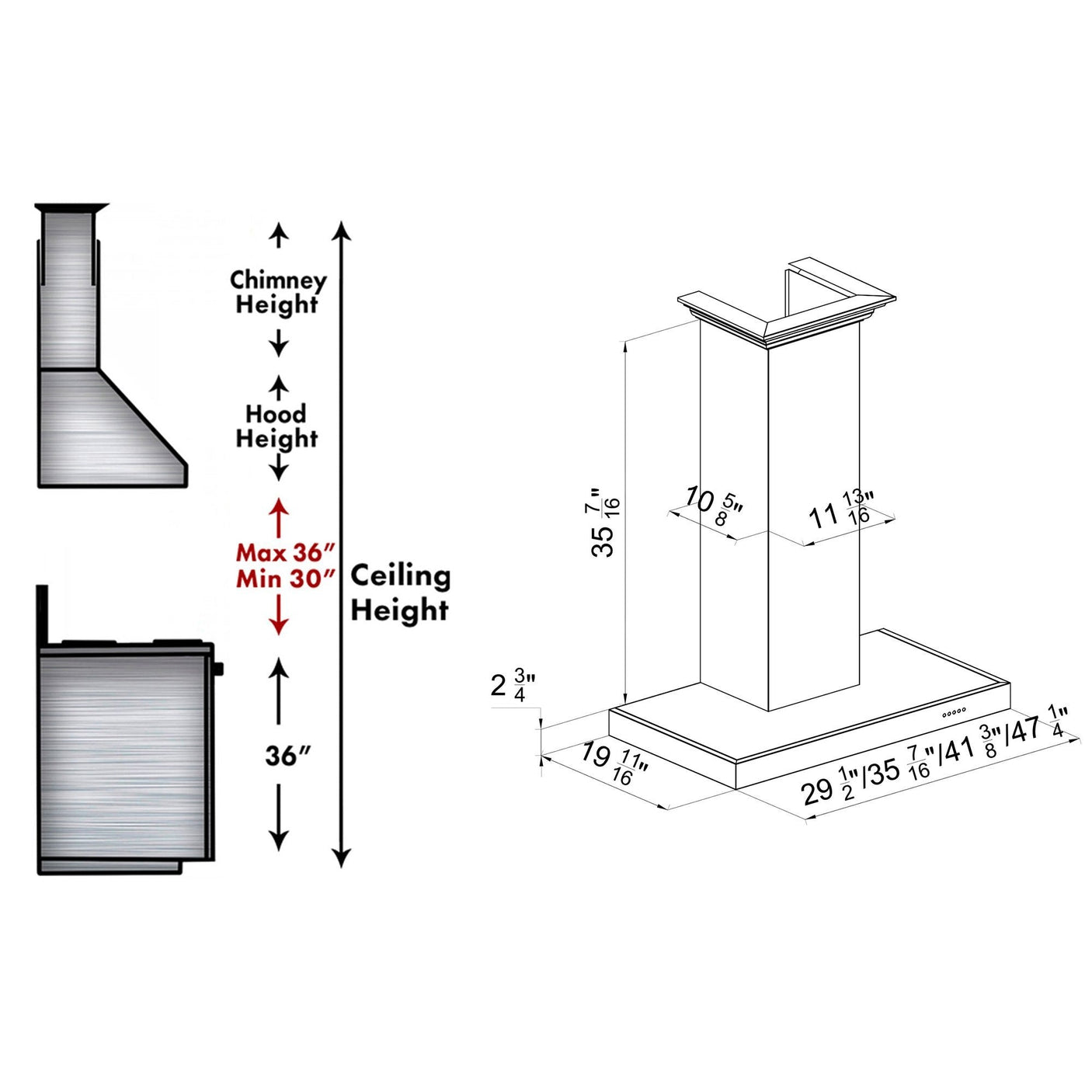 ZLINE Wall Mount Range Hood in DuraSnow Stainless Steel (8KES)