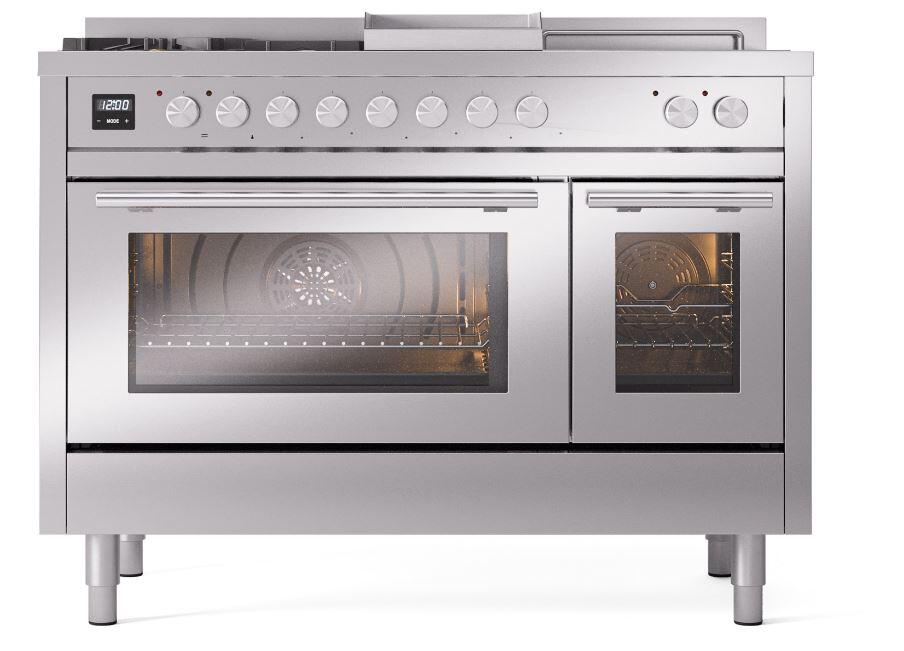 Professional Plus II 48 Inch Dual Fuel Liquid Propane Freestanding Range in Stainless Steel with Trim