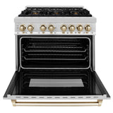 ZLINE Autograph Edition 36" 4.6 cu. ft. Dual Fuel Range with Gas Stove and Electric Oven in Stainless Steel with Accents (RAZ-36) [Color: Gold]