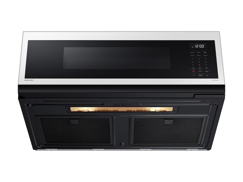 1.1 cu. ft. Bespoke Smart SLIM Over-the-Range Microwave with 400 CFM Hood Ventilation, Wi-Fi & Voice Control in White Glass