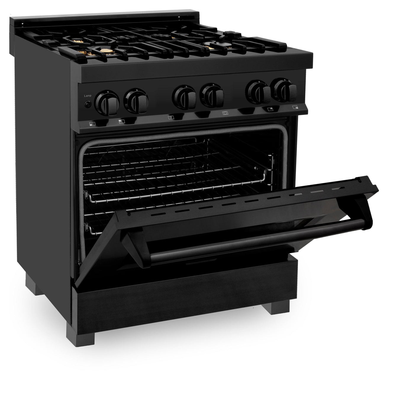 ZLINE 30 in. 4.0 cu. ft. Dual Fuel Range with Gas Stove and Electric Oven in Black Stainless Steel (RAB-BR-30)