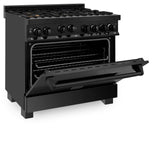 ZLINE 36" 4.6 cu. ft. Range with Gas Stove and Gas Oven in Black Stainless Steel with Brass Burners (RGB-BR-36)