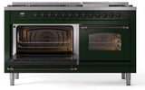 Nostalgie II 60 Inch Dual Fuel Liquid Propane Freestanding Range in Emerald Green with Bronze Trim