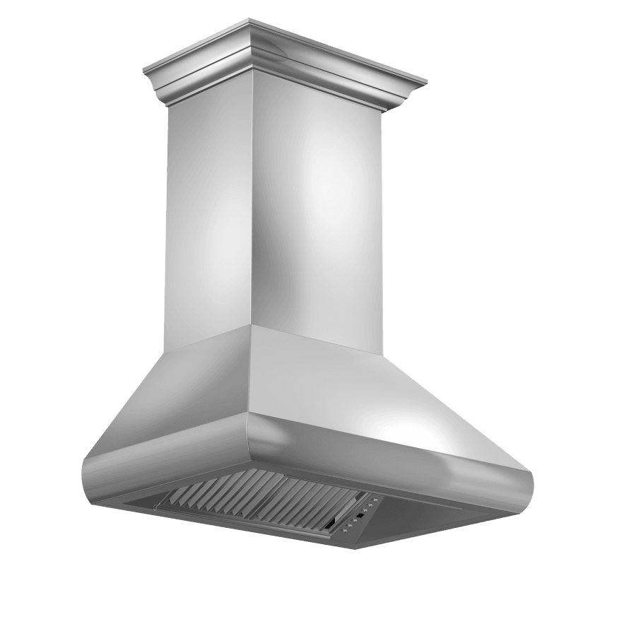 ZLINE Professional Convertible Vent Wall Mount Range Hood in Stainless Steel with Crown Molding (587CRN)