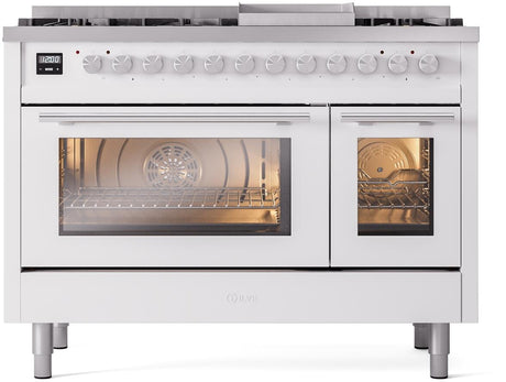 Professional Plus II 48 Inch Dual Fuel Liquid Propane Freestanding Range in White with Trim