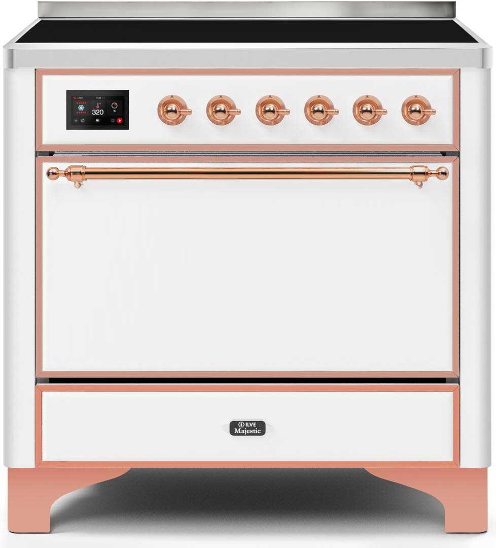 Majestic II 36 Inch Electric Freestanding Range in White with Copper Trim