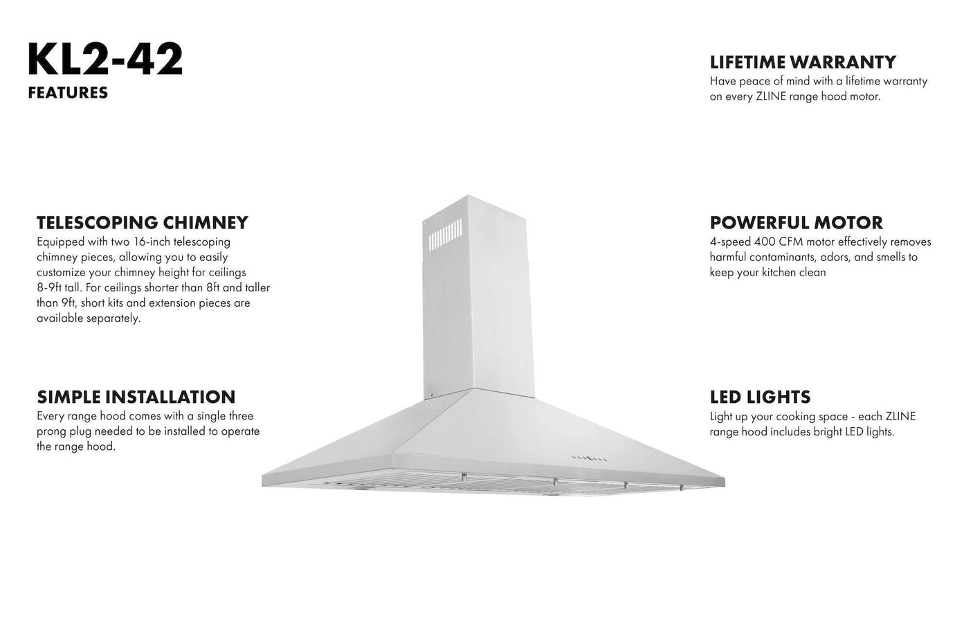 ZLINE Convertible Vent Wall Mount Range Hood in Stainless Steel (KL2)