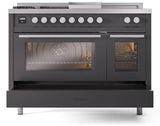 Professional Plus II 48 Inch Dual Fuel Natural Gas Freestanding Range in Matte Graphite with Trim