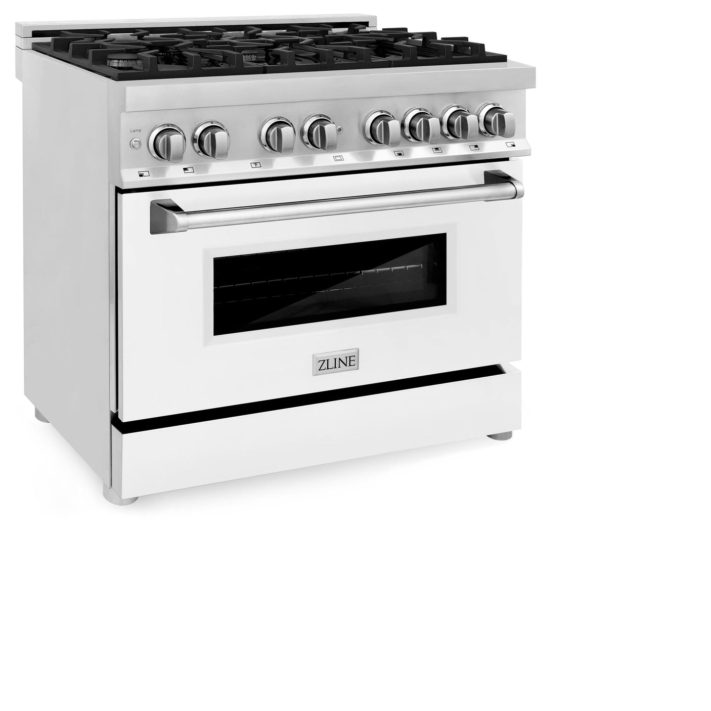 ZLINE 36 in. Dual Fuel Range with Gas Stove and Electric Oven in Stainless Steel (RA36) [Color: White Matte]