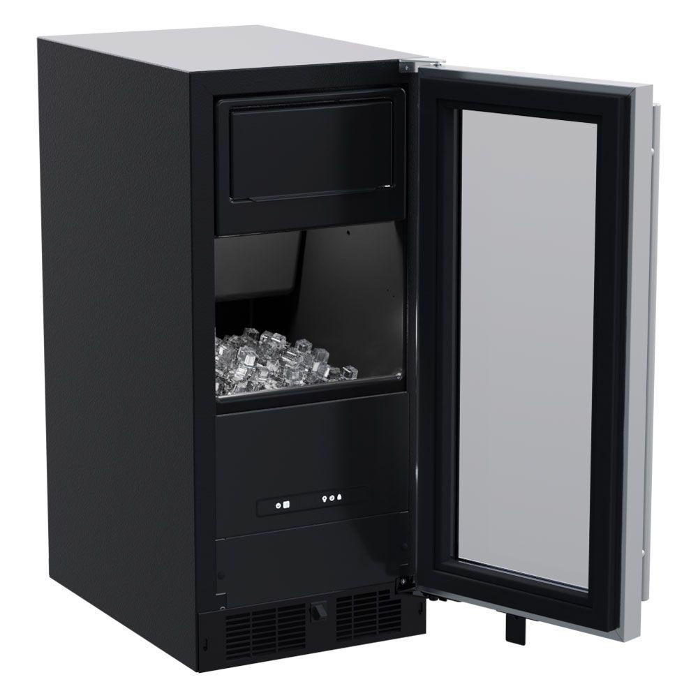 15-In Built-In Clear Ice Machine With Factory-Installed Pump with Brightshield\u2122 - No, Door Style - Stainless Steel Frame Glass