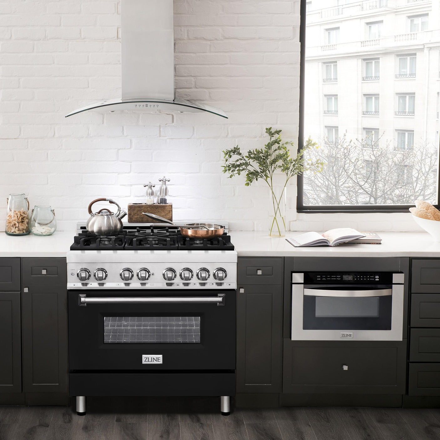 ZLINE 36 in. Dual Fuel Range with Gas Stove and Electric Oven in Stainless Steel (RA36) [Color: Blue Gloss]