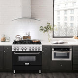 ZLINE 36 in. Dual Fuel Range with Gas Stove and Electric Oven in Stainless Steel (RA36) [Color: Black Matte]