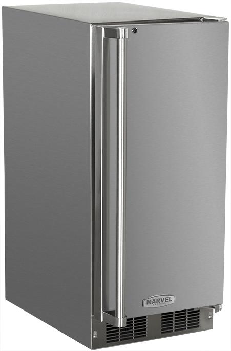 Marvel 15" Outdoor Clear Ice Machine - Solid Stainless Steel Door, Right Hinge