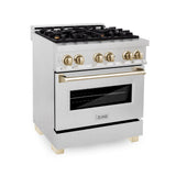 ZLINE Autograph Edition 30" 4.0 cu. ft. Dual Fuel Range with Gas Stove and Electric Oven in DuraSnow Stainless Steel with Accents (RASZ-SN-30) [Color: Gold]