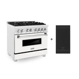 ZLINE 36" 4.6 cu. ft. Electric Oven and Gas Cooktop Dual Fuel Range with Griddle and White Matte Door in Fingerprint Resistant Stainless (RAS-WM-GR-36)