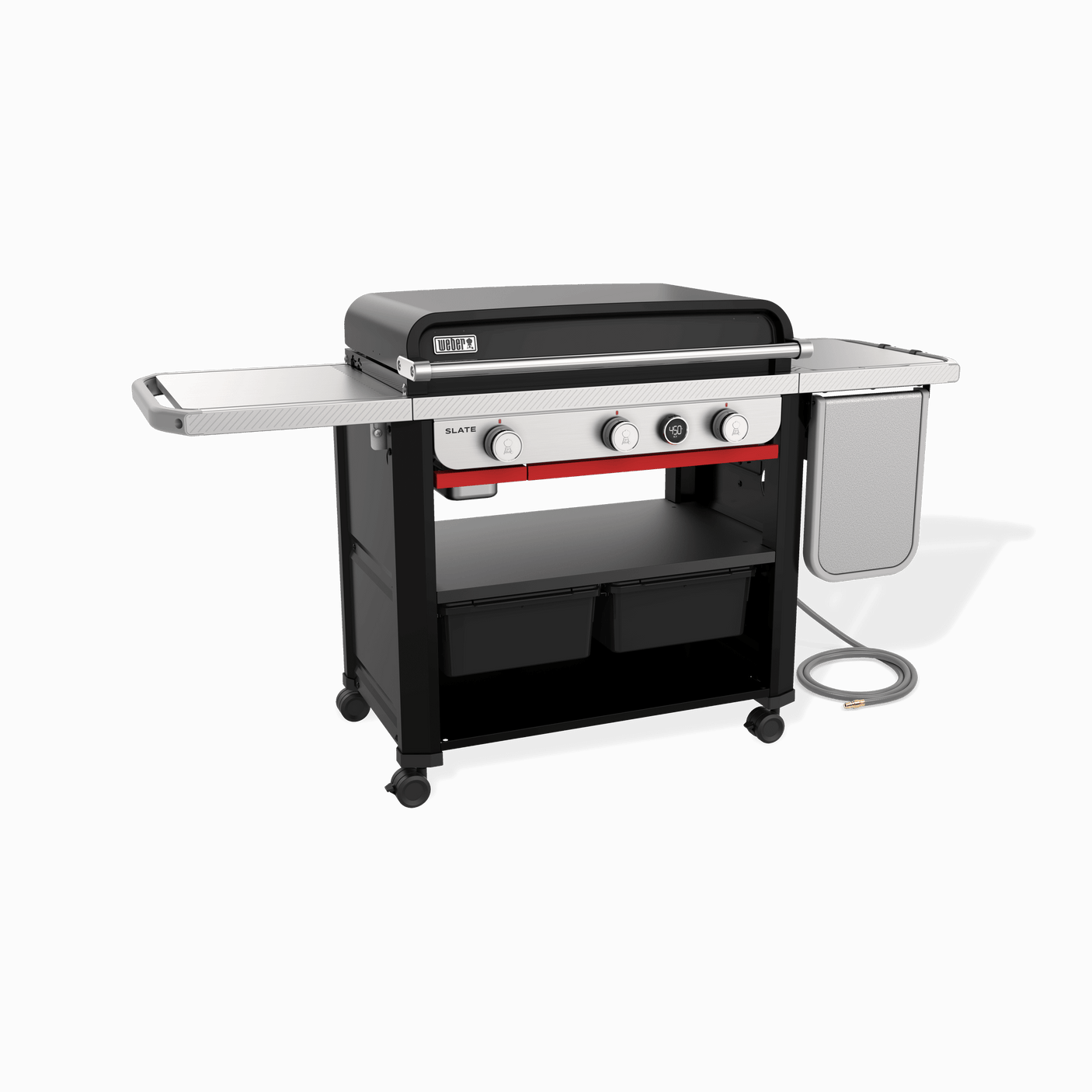 Slate™ 30" Rust-Resistant Griddle with extendable side table (Natural Gas) - Black