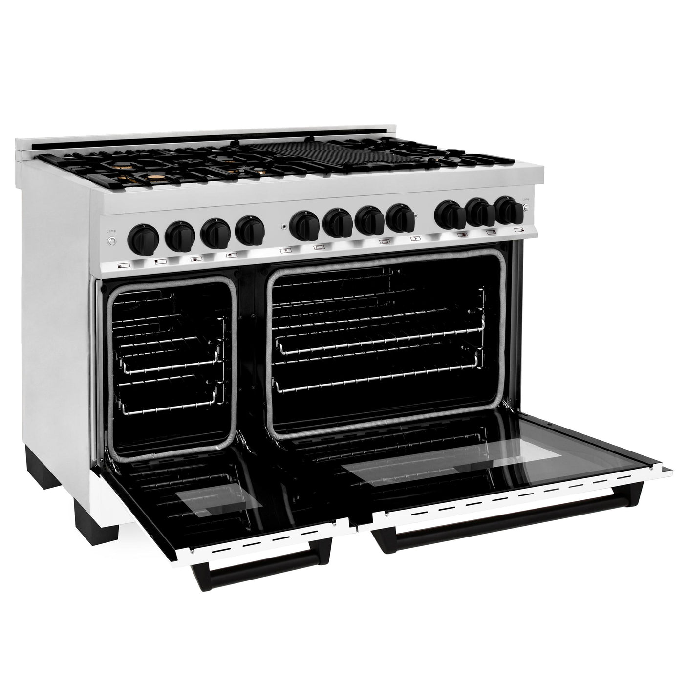 ZLINE Autograph Edition 48" 6.0 cu. ft. Dual Fuel Range with Gas Stove and Electric Oven in Stainless Steel with White Matte Door with Accents (RAZ-WM-48) [Color: Matte Black]