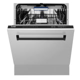 ZLINE Autograph Edition 24" 3rd Rack Top Control Tall Tub Dishwasher in Stainless Steel with Accent Handle, 51dBa (DWVZ-304-24) [Color: Matte Black]