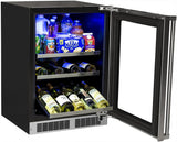 24" Beverage Center with Display Wine Rack - Panel Overlay Frame Ready, Glass Door with Lock - Integrated Left Hinge