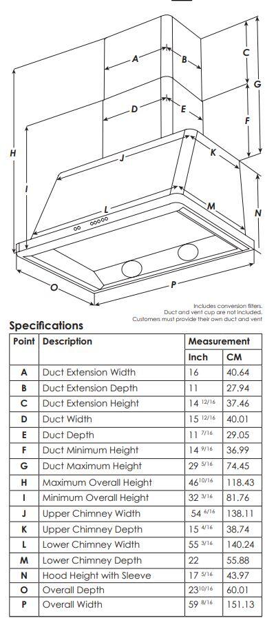 Majestic 60 Inch Antique White Wall Mount Convertible Range Hood